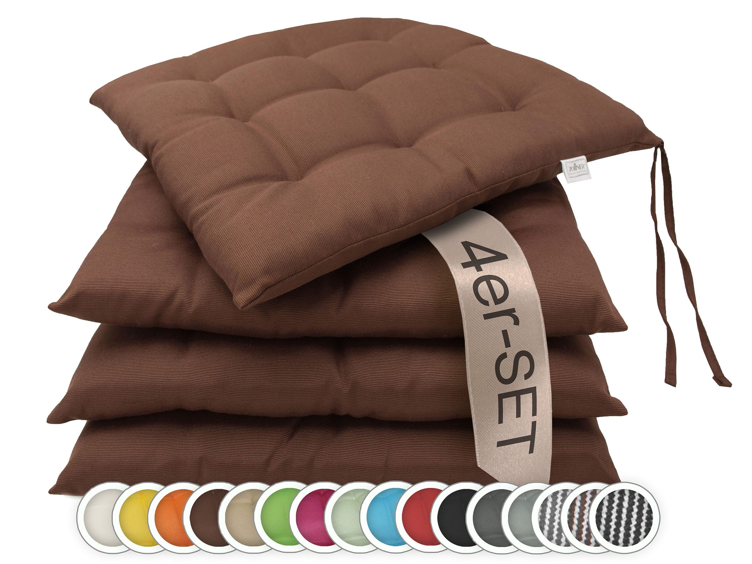 ZOLLNER Stuhlkissen, 40 x 40 x 3 cm, mit Bindebänder, für Indoor und Outdoo günstig online kaufen