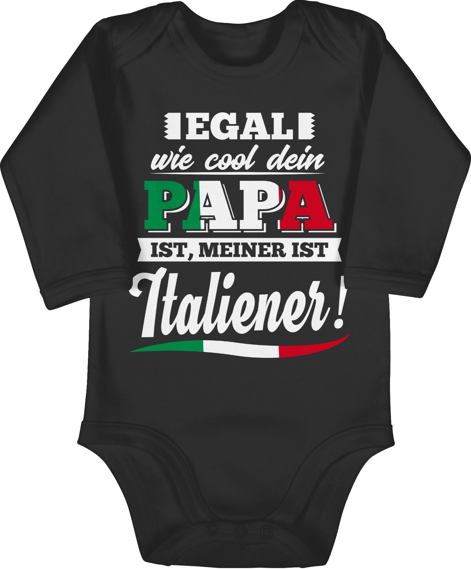 Shirtracer Shirtbody Egal wie Cool dein Papa meiner ist Italiener Sprüche Baby 1 Schwarz
