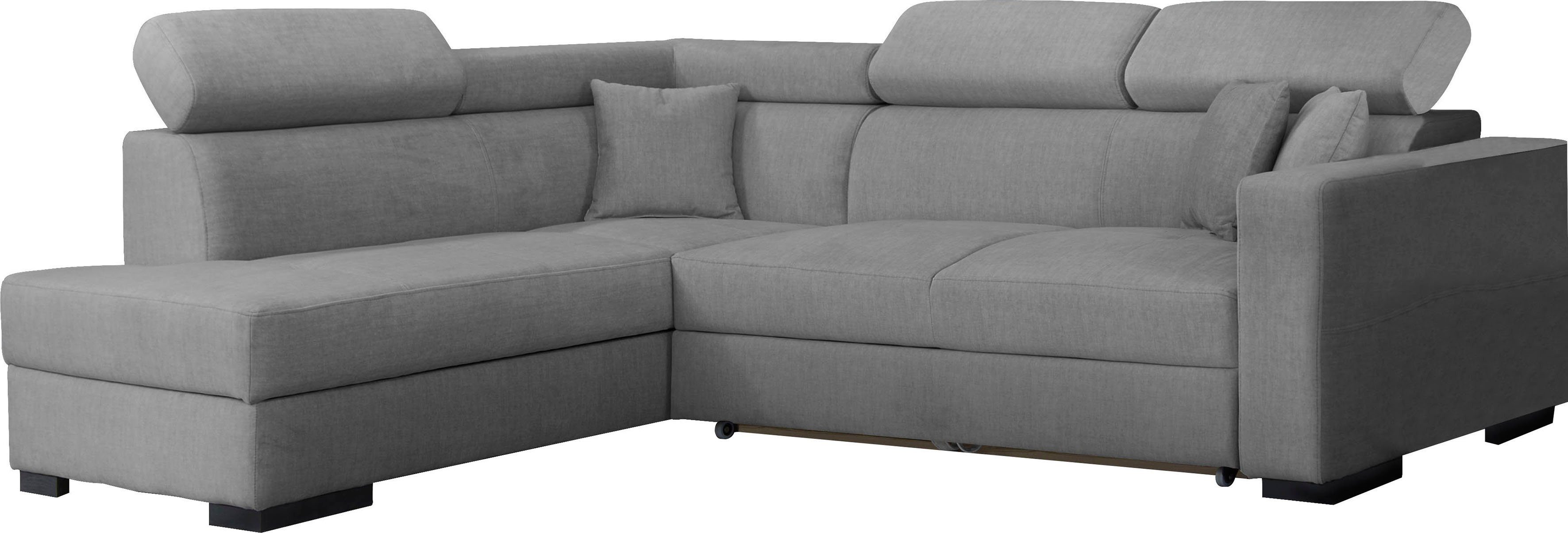 Home affaire Ecksofa Tulio L-Form, wahlweise mit Bettfunktion und Bettkasten, incl. 3 Zierkissen