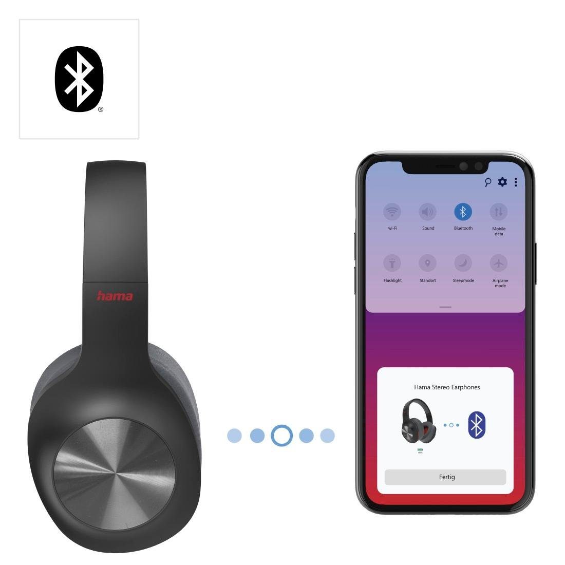 Hama Bluetooth® Kopfhörer Over HSP, Ear Boost, Kabel, ohne Bluetooth, Google Bass faltbar Assistant, A2DP AVRCP Bluetooth-Kopfhörer Headset) schwarz (Sprachsteuerung, HFP, kabellos Bluetooth Siri, Bluetooth