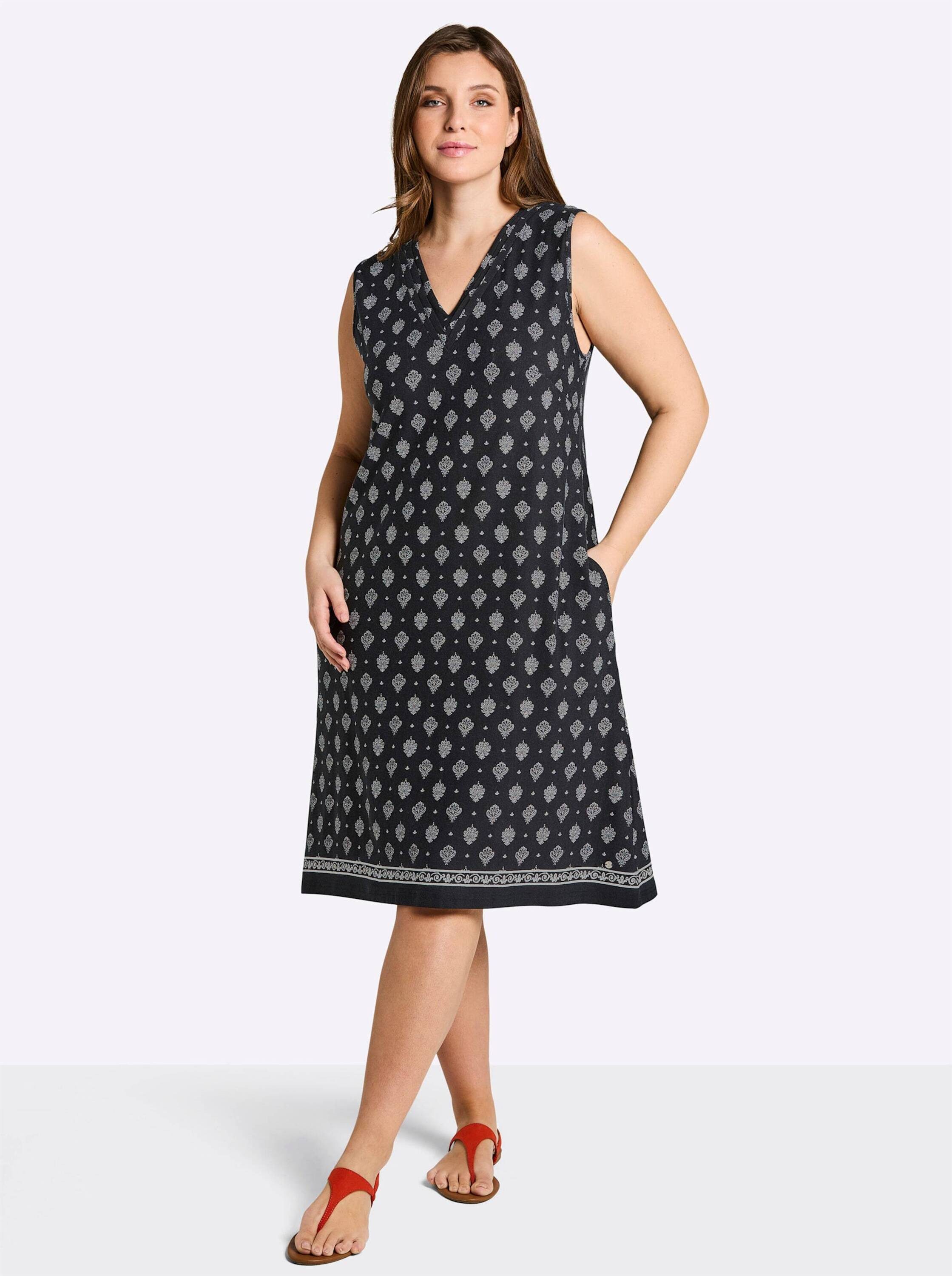 Sheego Jerseykleid Jersey-Kleid Ärmellos