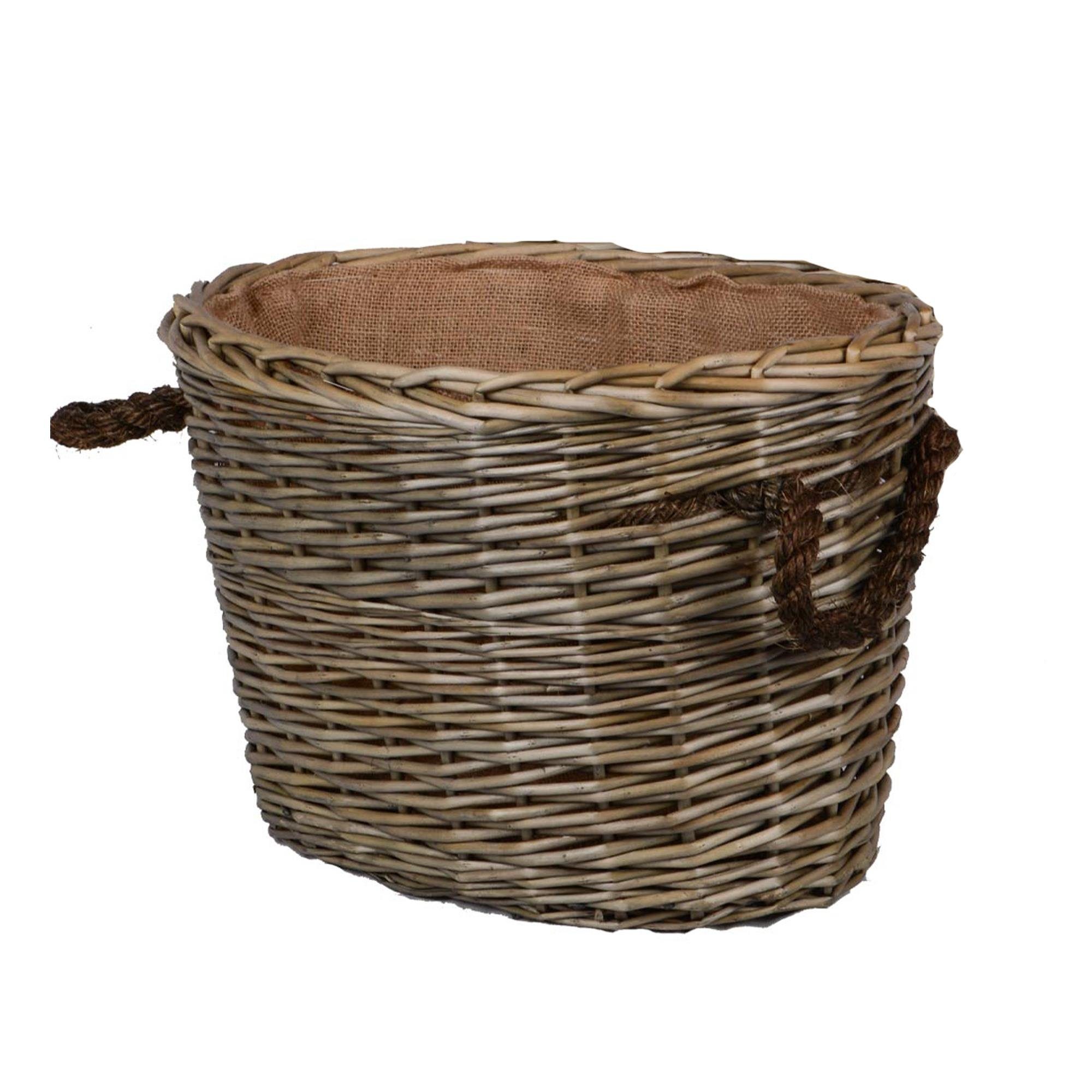UNUS HOME Kaminholzkorb Korb oval gefüttert mit Seilgriffe grau (1 St)