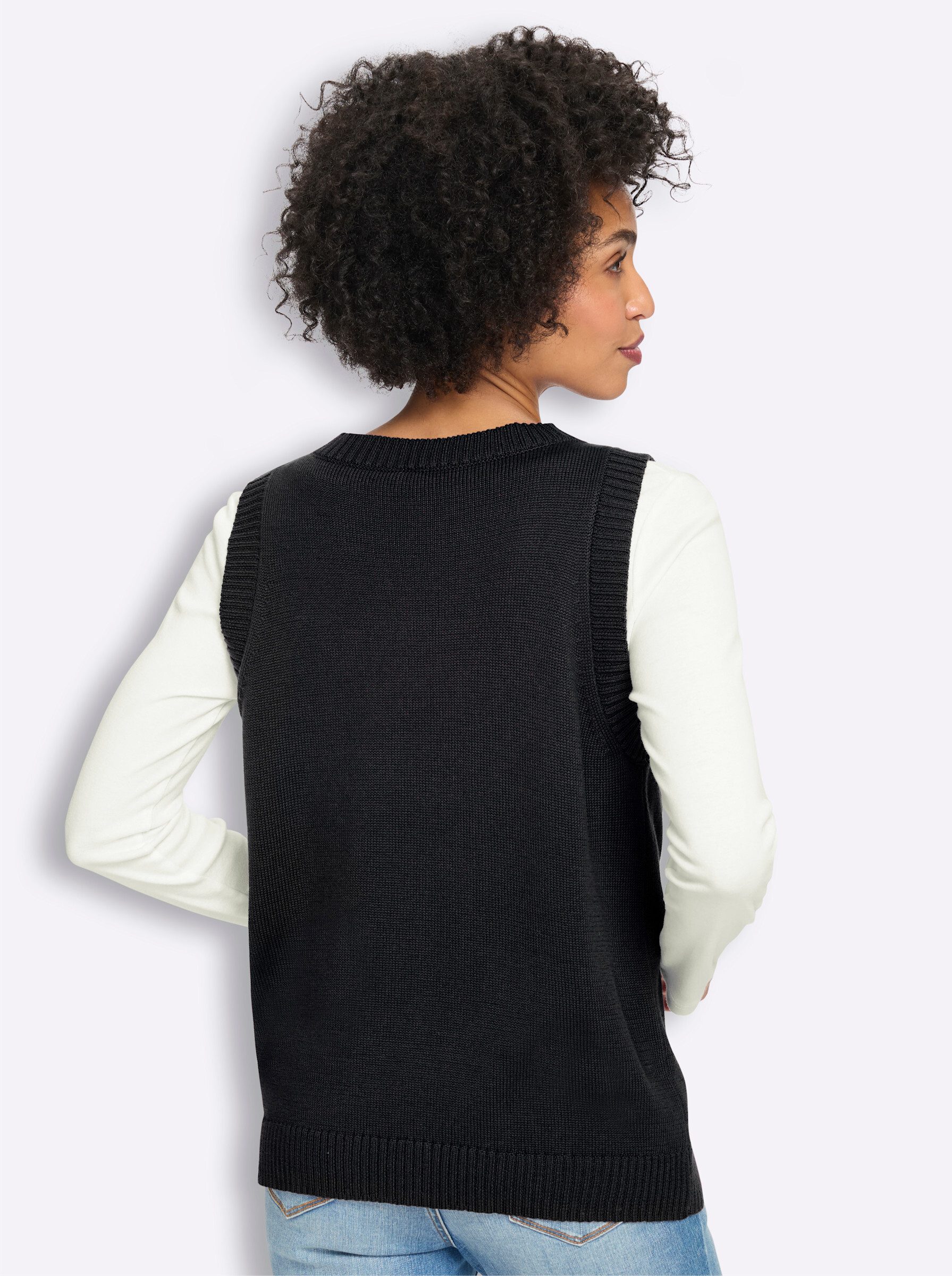 heine Strickweste Strickweste Ärmellos Feinstrick
