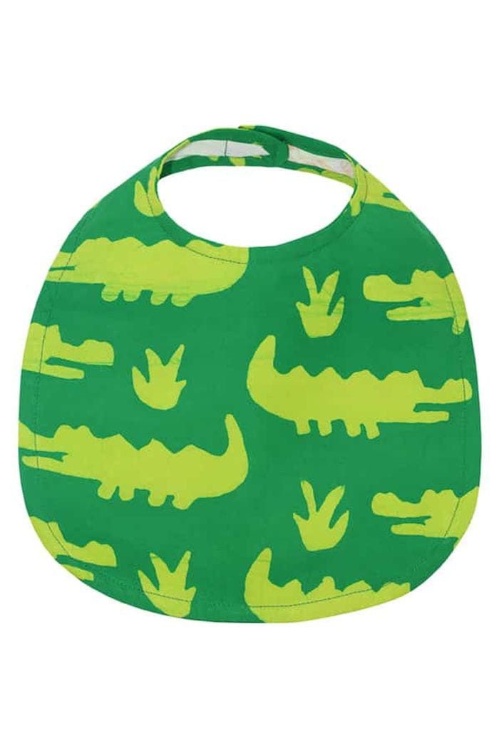 Global Mamas Lätzchen Bio Baby - Crocs - Lime, Handgefertigt in Ghana · recyceltes Glas · Unikat · Fair Trade (WFTO)