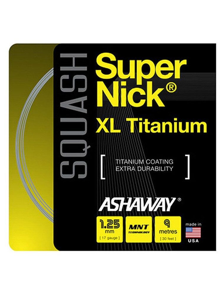 Ashaway Squashsaite Super Nick XL Titanium 1.25 grau 9m Set, Saitendicke: 1.25