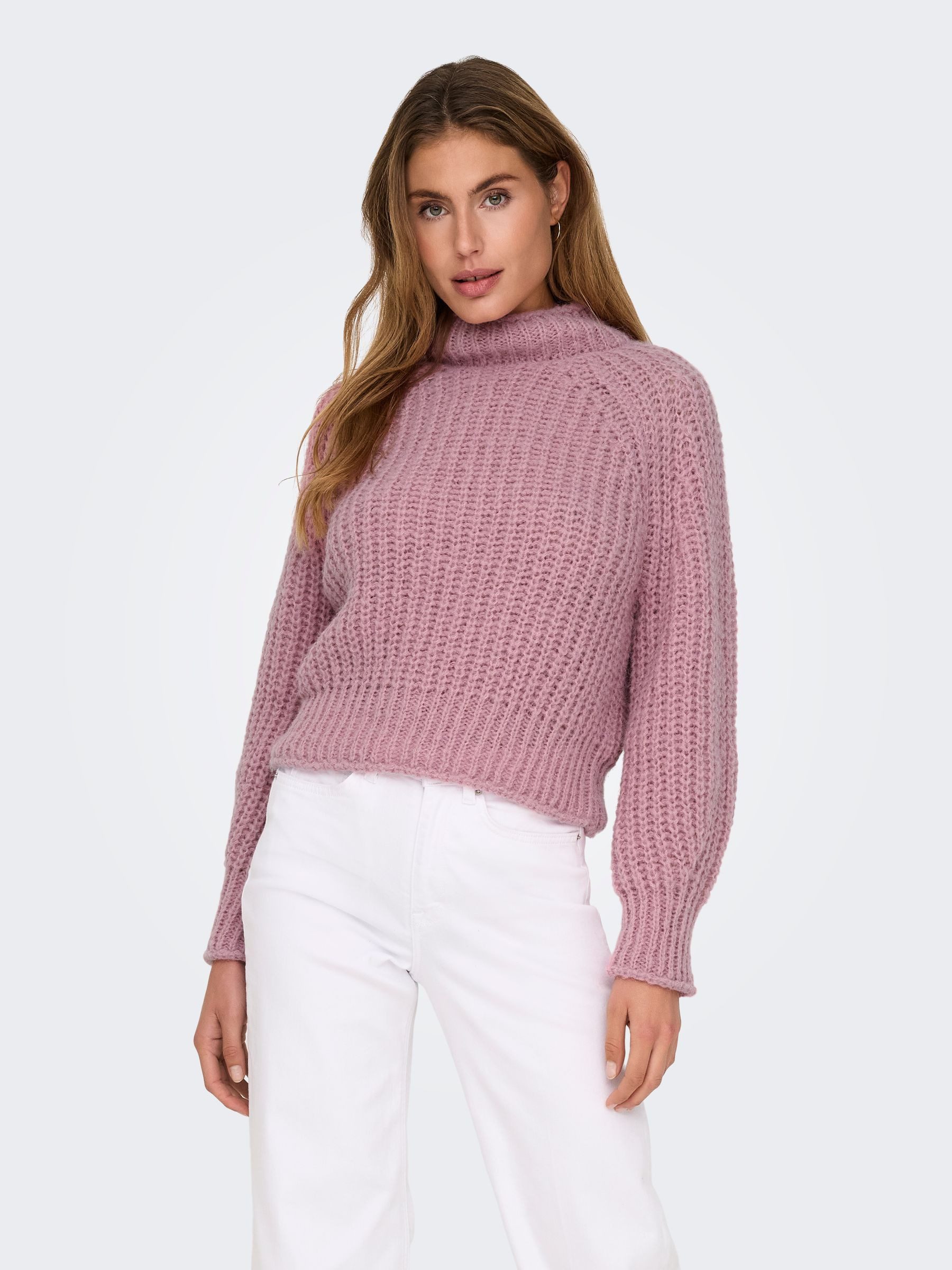 Strickpullover Strickpullover Rollkragen Langarm Gerippte Ärmelbündchen