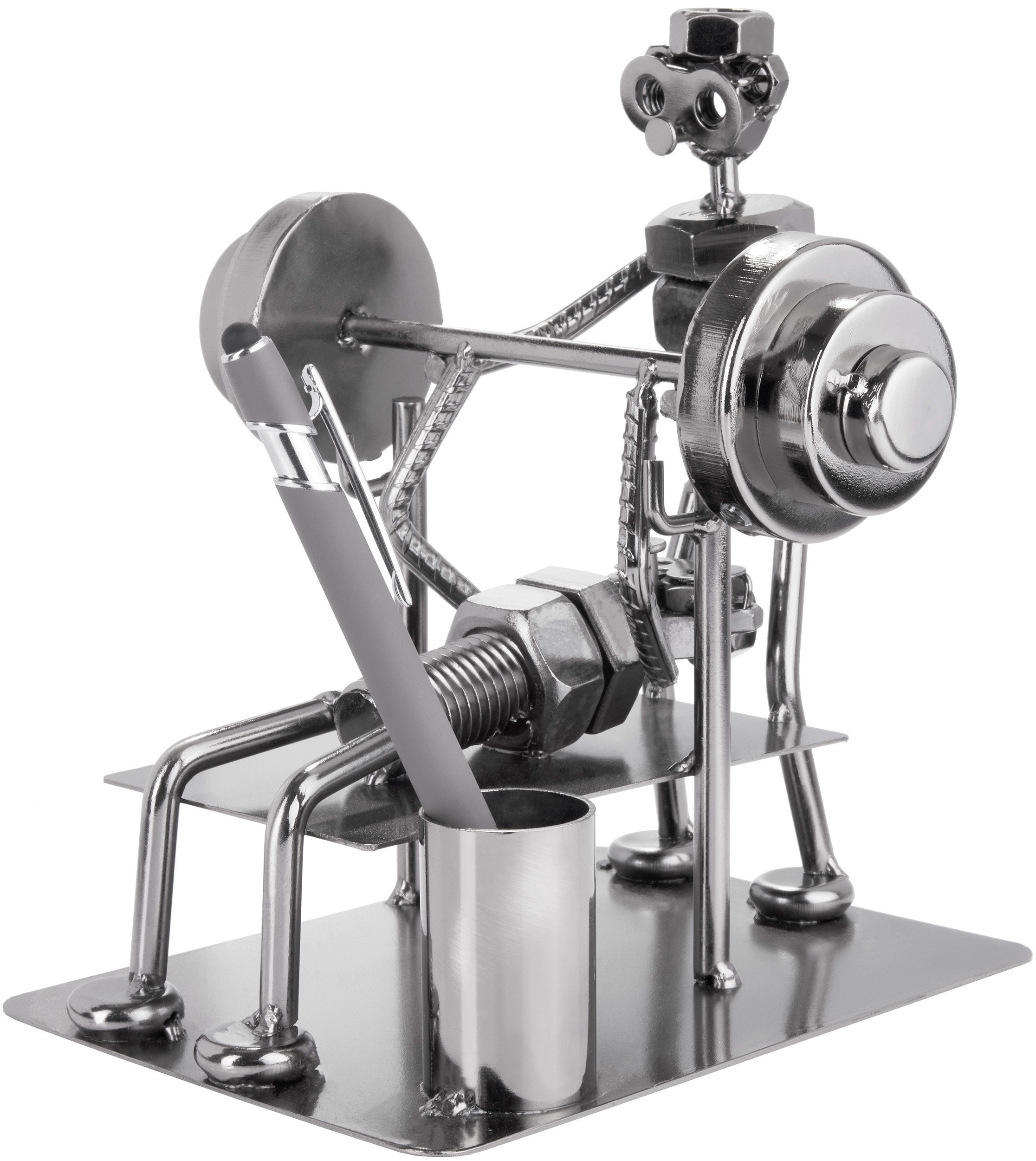 BRUBAKER Kraftsportler Geschenkfigur Metallskulptur Bodybuilder Bodybuilder Stiftehalter), mit (1 Dekofigur Schraubenmännchen St., und kunstvolle für