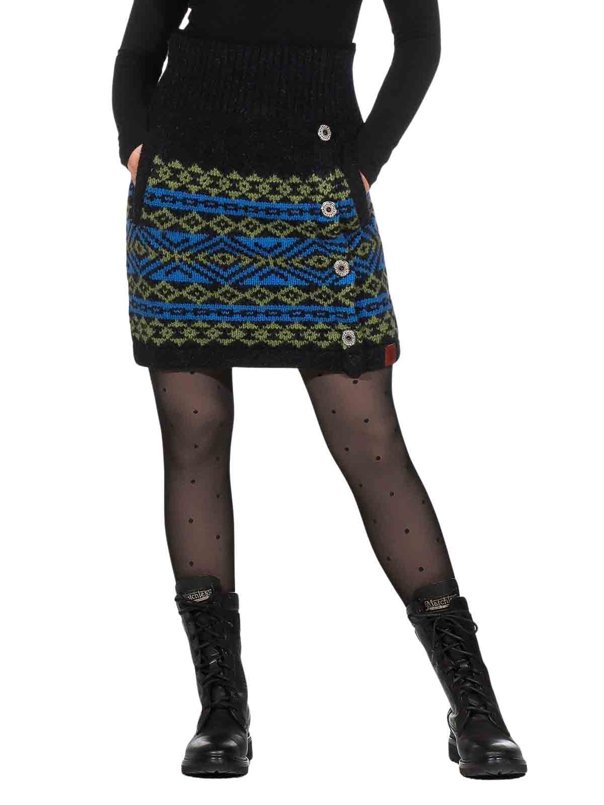 KUNST UND MAGIE Strickrock Bunter Strickrock kurzer Rock+nordischen Mustern günstig online kaufen