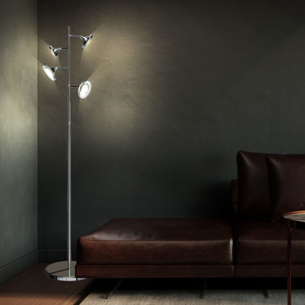 Esto LED Stehlampe, LED-Leuchtmittel fest verbaut, Warmweiß, 20 Watt COB-LED Stehleuchte Standleuchte Beleuchtung Chrom Leuchte