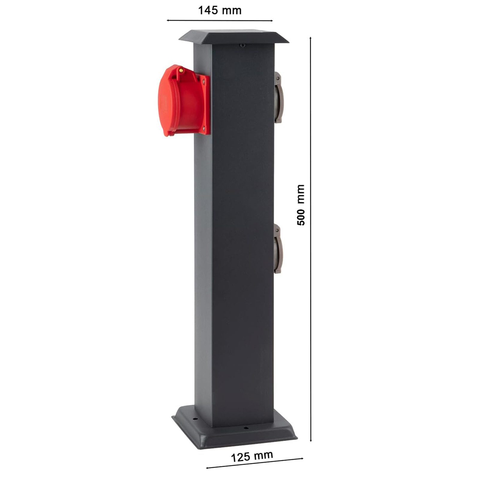 G&L Gartensteckdose Steckdosensäule mit CEE Steckdose Steckdosenverteiler 3 Fach, 2 x Typ F + 1 x CEE Steckdose