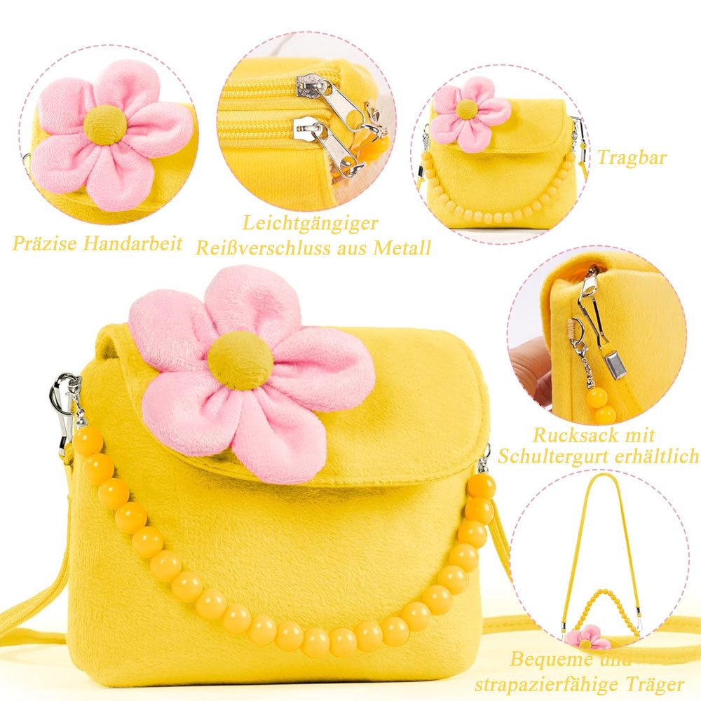 AFKSMILE Handtasche Kleine Mädchen Süße Plüsch Handtaschen, Kinderschmuck Set, 11 Stück – Bild 3 von 5