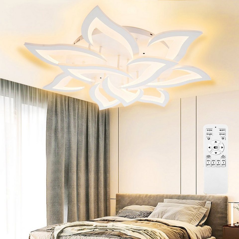 oyajia Deckenleuchte 60/120W LED Deckenlampe Blume Lampe aus Metall und  Acryl, Dimmbar mit Fernbedienung, für Wohnzimmer, Schlafzimmer, Küche, Hotel