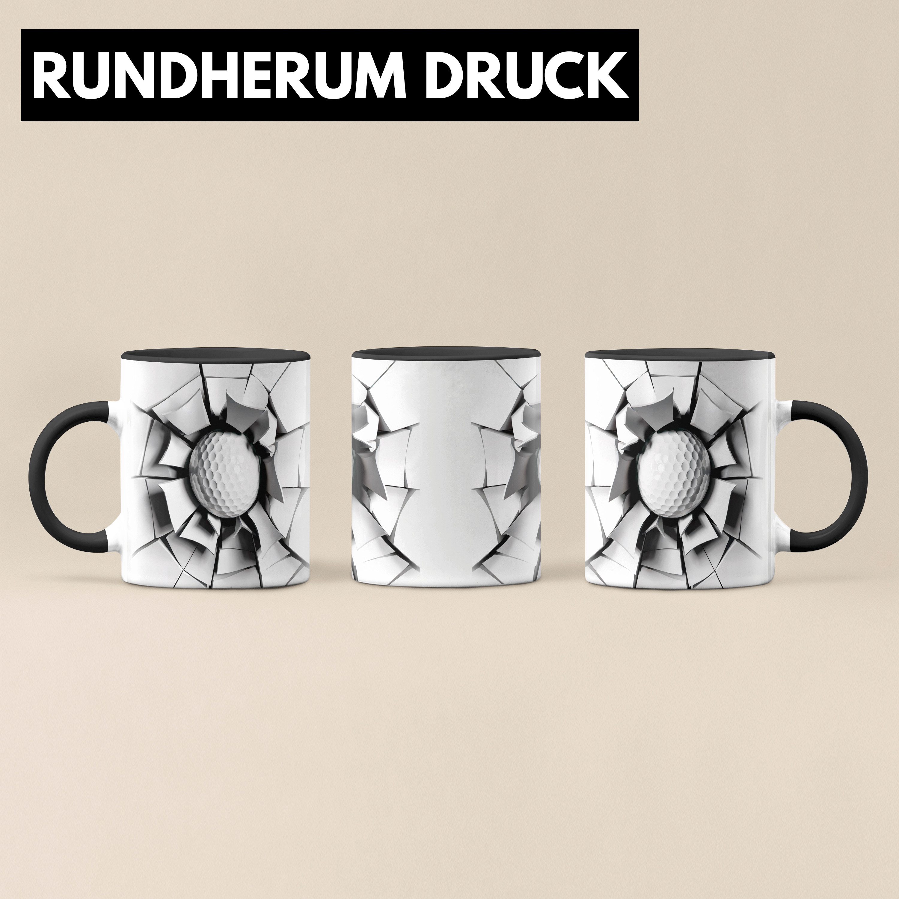 Trendation Tasse 3D Golfball Tasse Geschenk Golfball Durchbruch Wand Grafik Geschenki