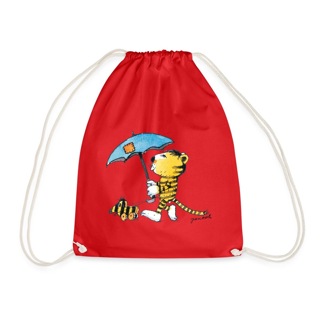 Spreadshirt Turnbeutel Janosch Kleiner Tiger Tigerente Mit Schirm Turnbeutel (1-tlg)