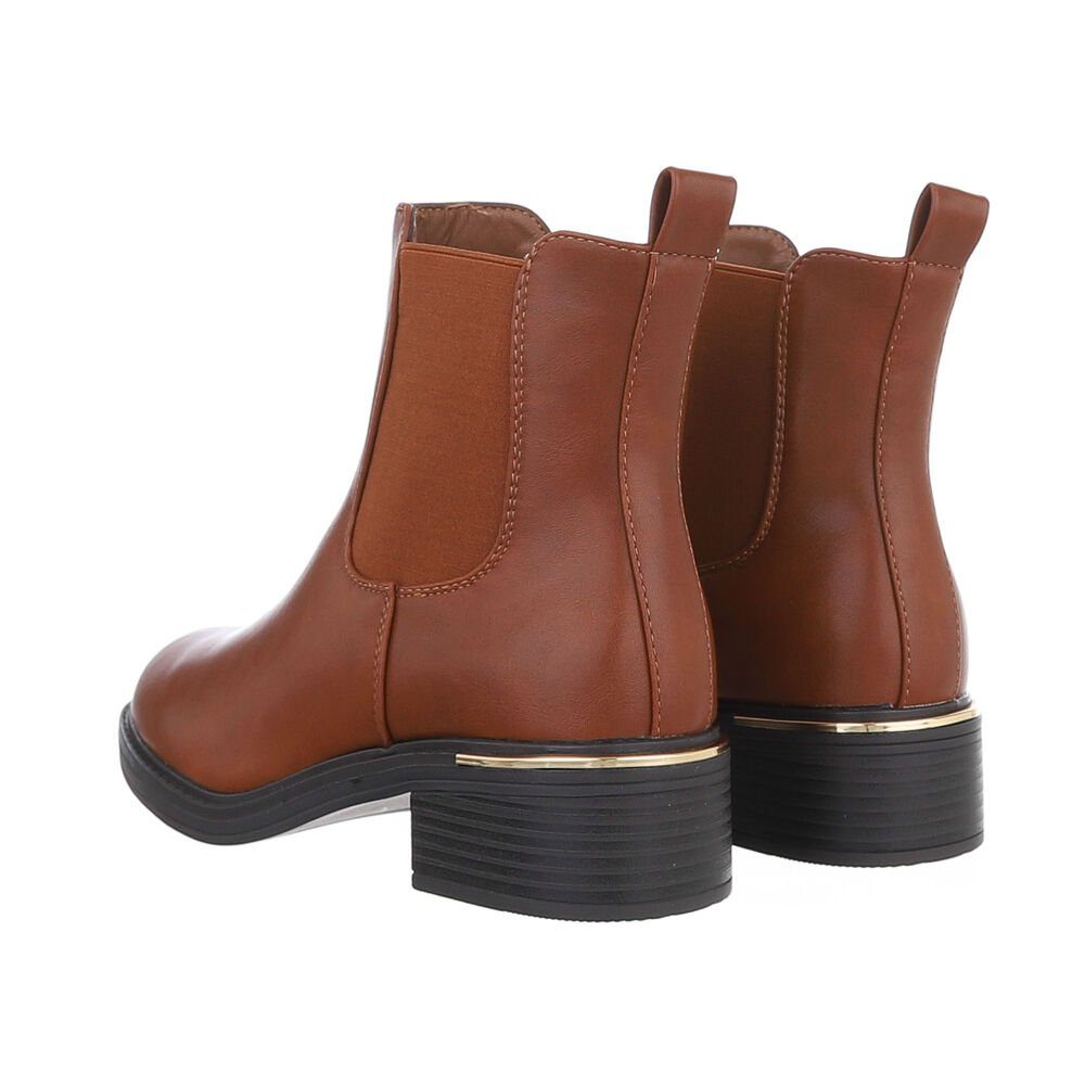 Ital-Design Damen Chelsea Freizeit Chelseaboots (84338008) Blockabsatz Chelsea Boots in Camel