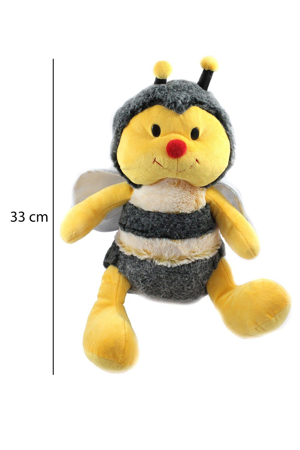 ELLUG Kuscheltier Plüsch Biene, Hummel, Glitzer Flügel Kuscheltier, gelb schwarz, 33 cm