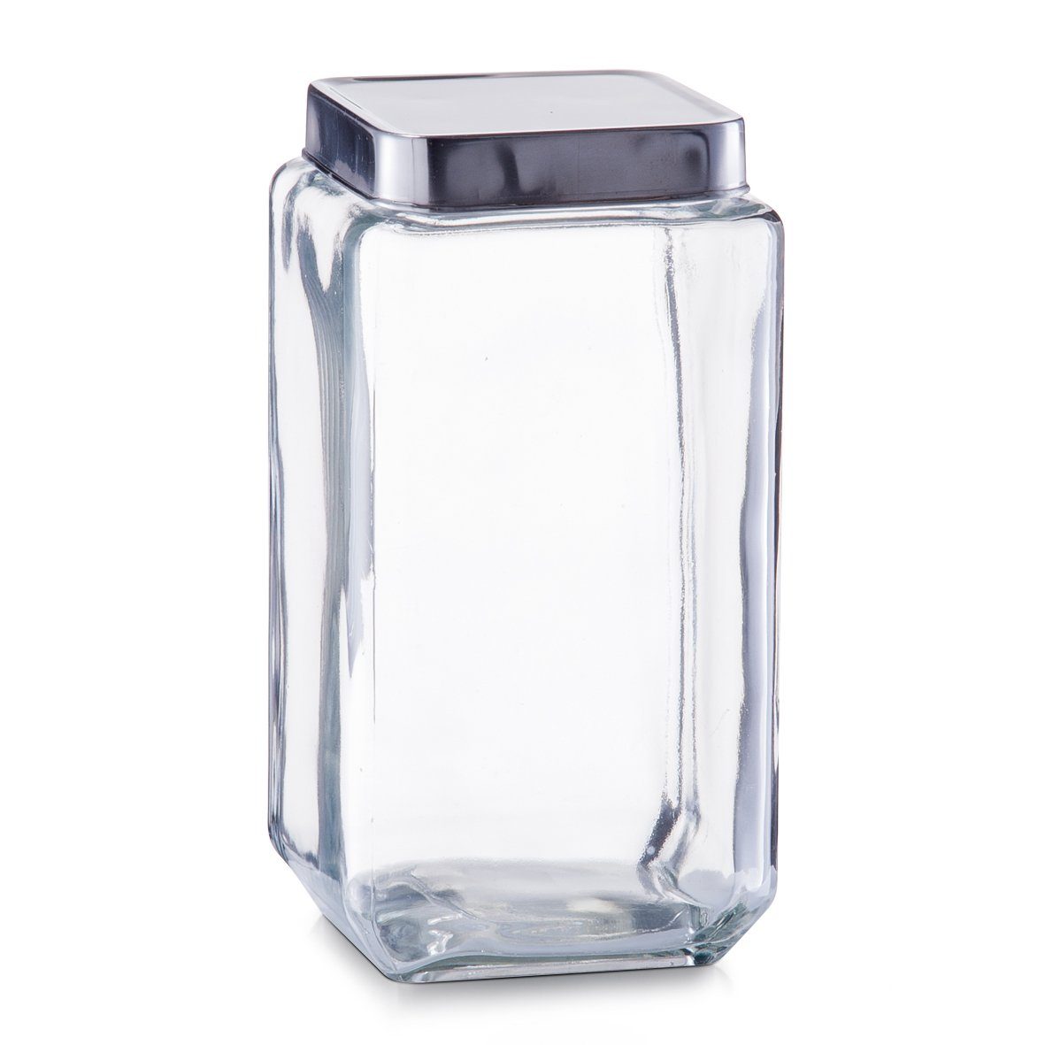 Vorratsdose Glas Lebensmittelaufbewahrung, ml, 2000 Vorratsglas Edelstahl, Vorratsglas Glas, mit gefertigt hochwertigem Zeller und (1-tlg), aus Edelstahl Present Edelstahldeckel