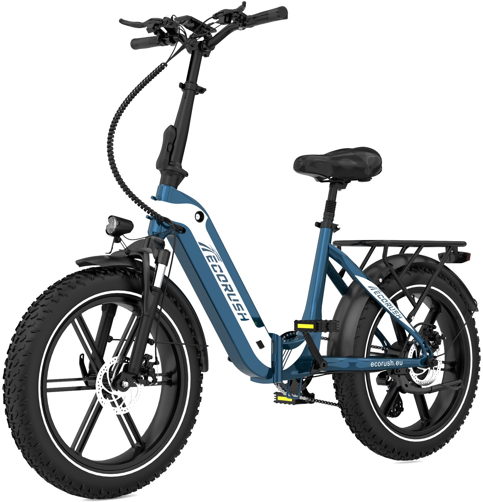 ECORUSH E-Bike Faltrad R2 20*4,0 Zoll Elektrofahrrad bis zu 60-100km, 7 Gang shimano shimano Schaltwerk, Kettenschaltung, 250W Heckmotor, 499,2 Wh, Faltrad, MTB E Mountainbike, Pedelec für Damen u. Herren