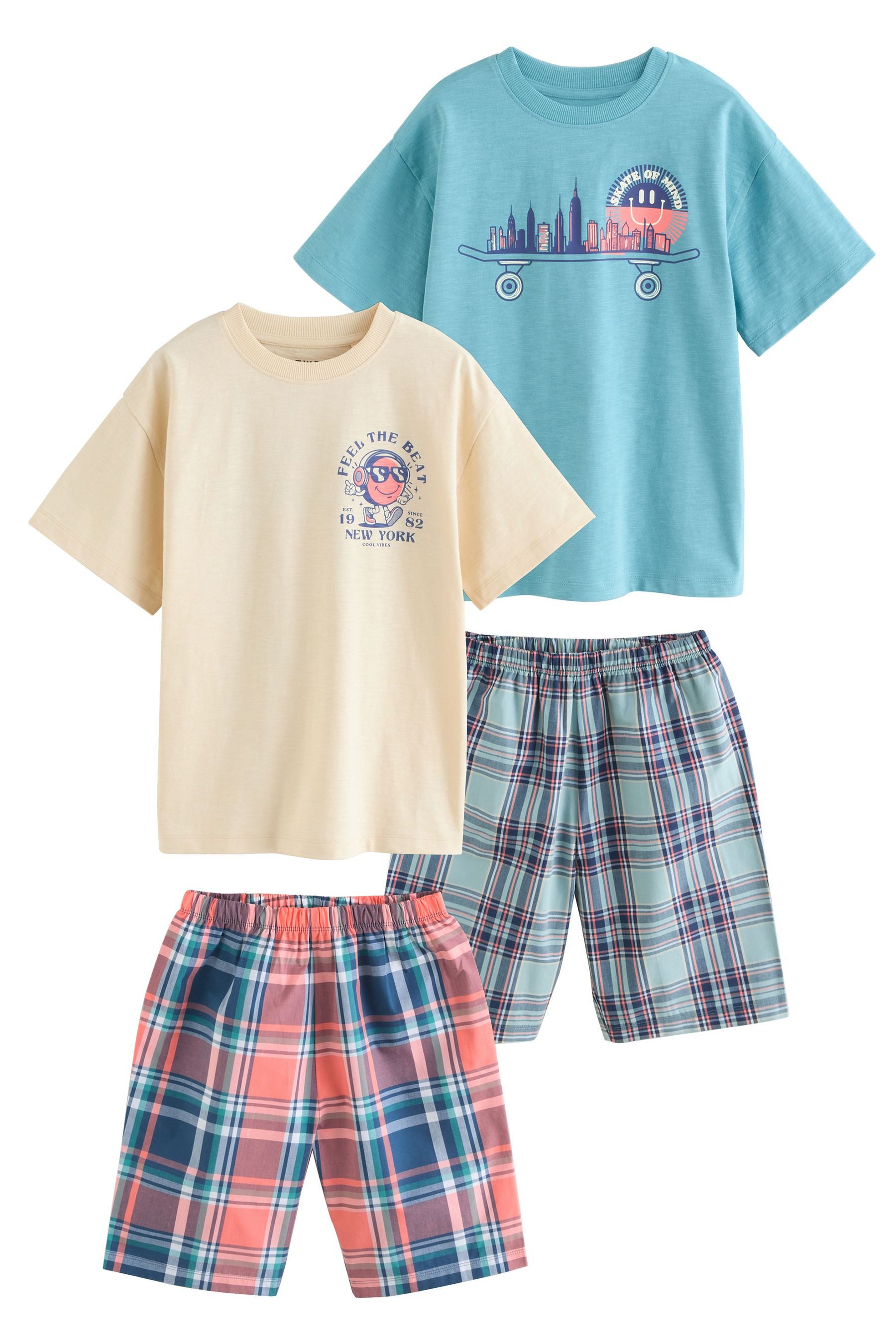 Next Pyjama Kurze Schlafanzüge aus kariertem günstig online kaufen