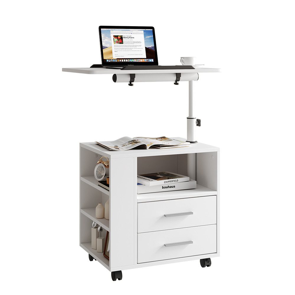 Vicco Nachtschrank Bora, Weiß, 90 x 40 cm mit 2 Schubladen