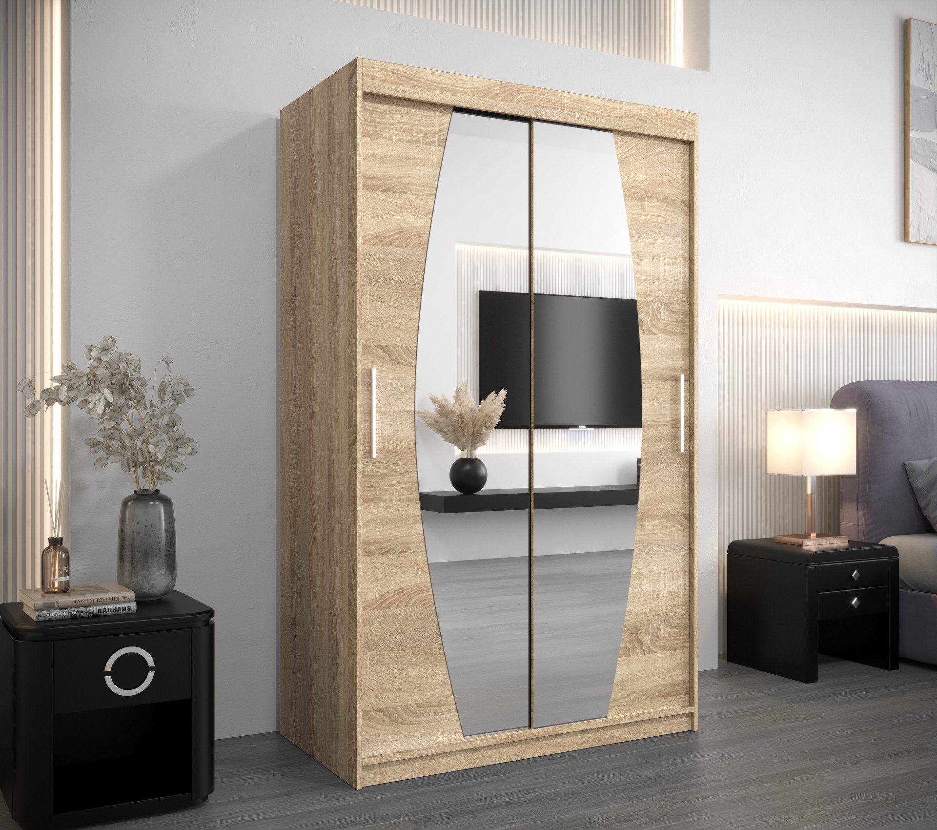 MOEBLO Kleiderschrank GLOBE (mit Spiegel, Schwebetürenschrank günstig online kaufen