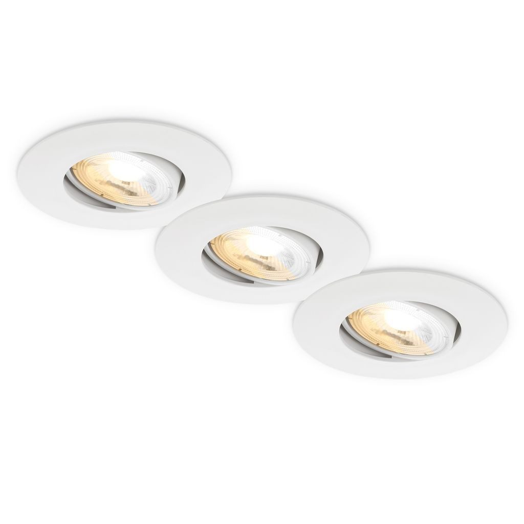 Briloner Leuchten LED Einbaustrahler LED Einbaustrahler 3er Set Schwenkbar CCT, LED fest integriert, 4000K - Neutralweiß, 2700K - Extra-Warmweiß, 3000K - Warmweiß, 90x24 mm, Wohnzimmer, Flur