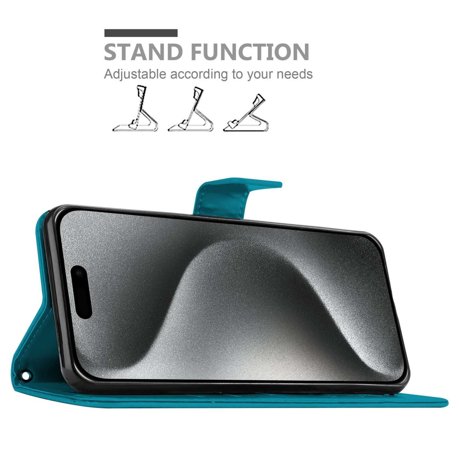 Cadorabo Handyhülle für Xiaomi RedMi NOTE 9 Hülle Xiaomi RedMi NOTE 9, Hülle Schutzhülle Blumen Flower mit Standfunktion Kartenfach Magnet