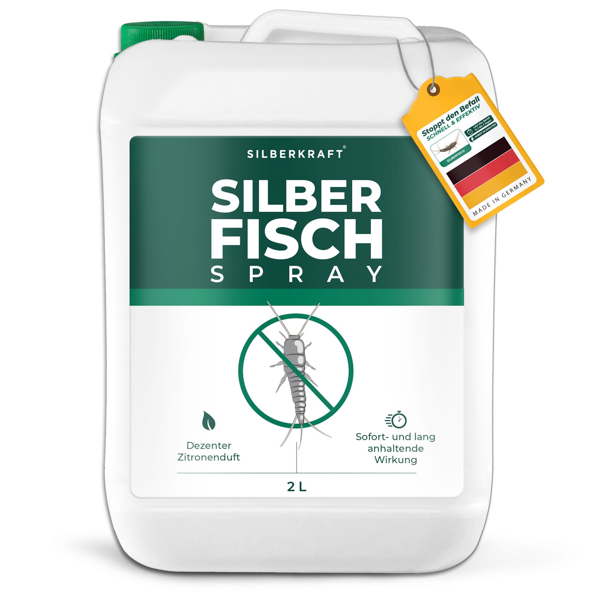 Silberkraft Insektenspray Silberkraft Silberfischspray - Silberfische, Papierfische vertreiben, 2000 ml, 1-St., gegen Silberfrische, Papierfische, mit Zitronenduft, Repellent
