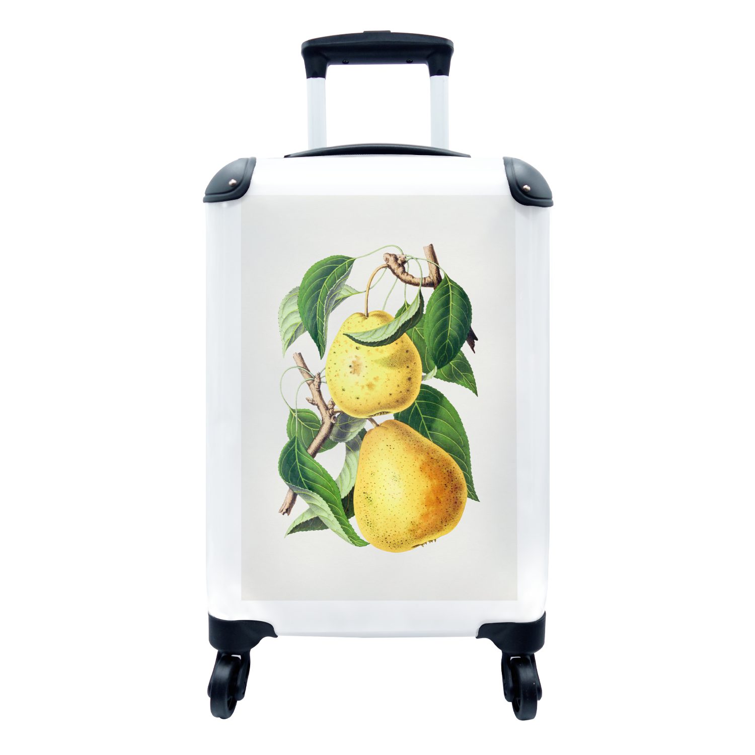 Obst Reisetasche Trolley, mit Rollen, für Vintage, Ferien, Handgepäck - MuchoWow Birne - rollen, Reisekoffer 4 Handgepäckkoffer