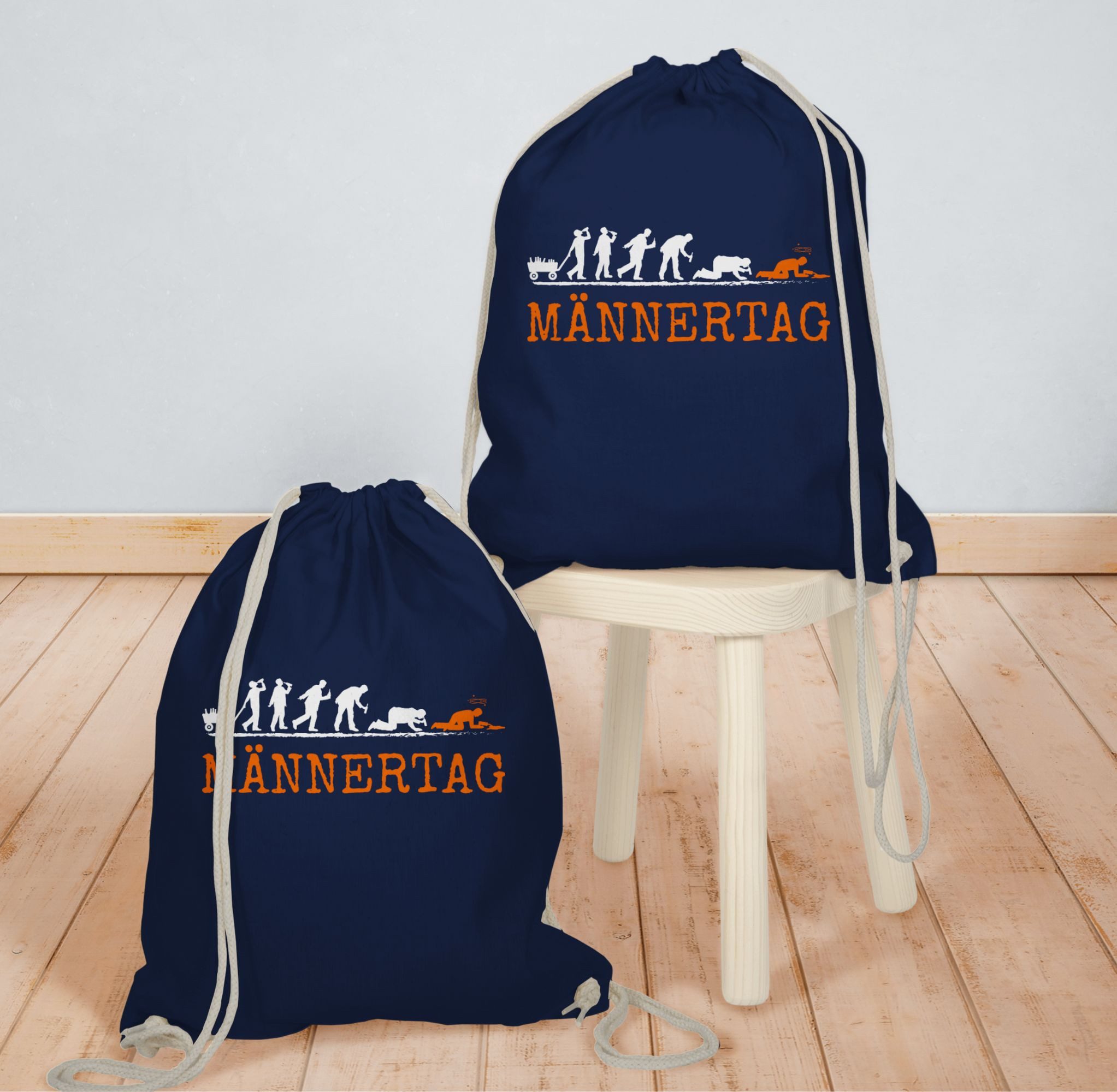 Shirtracer Turnbeutel Männertag Evolution Herrentag I Geschenk Lustig Biertrinker, Vatertag Geschenk