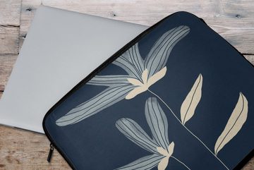 MuchoWow Laptop-Hülle Blumen - Pflanzen - Blau - Natur 15 Zoll, Schutzhülle für laptop, weiches Innenfutter zum Schutz vor Kratzern