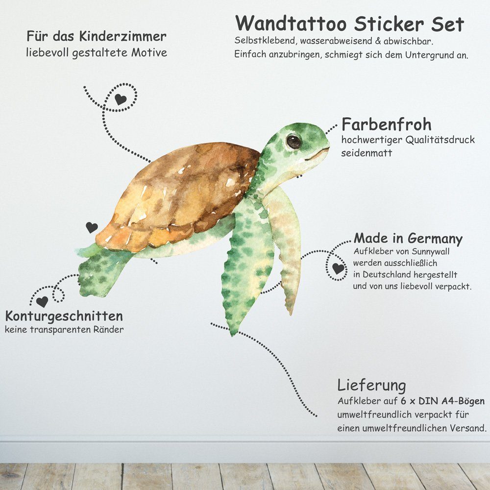 Sunnywall Wandtattoo Unterwasser Fische Meereswelt - Wandtattoo Aufkleber ( günstig online kaufen