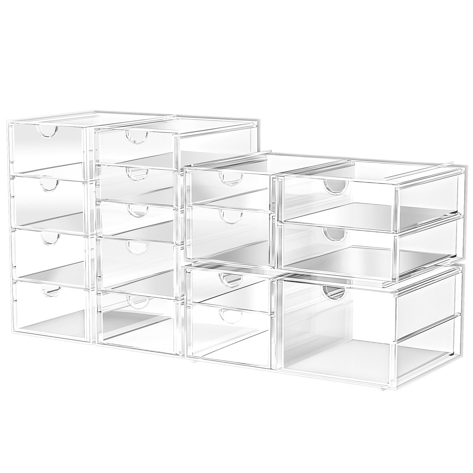 POPOLIC Make-Up Organizer Make-Up Organizer Kosmetikorganizer mit 7/16/19/22/30 Schubladen, Schubladenbox, 16-tlg., Aufbewahrungsbox mit Schubladen, Schreibtischorganizer mit Schubladen