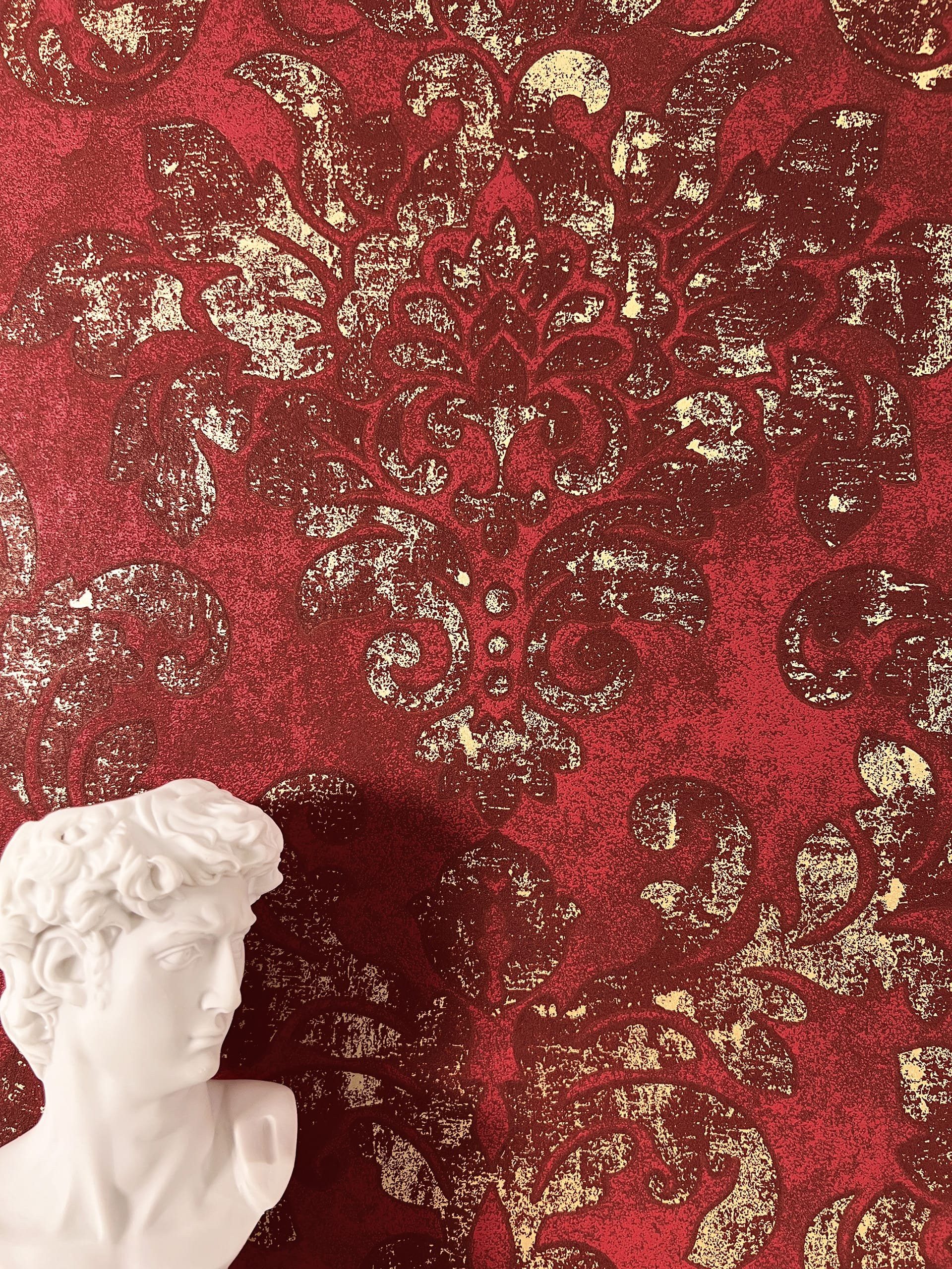 Newroom Vliestapete, Rot Tapete Vintage Ornamente günstig online kaufen