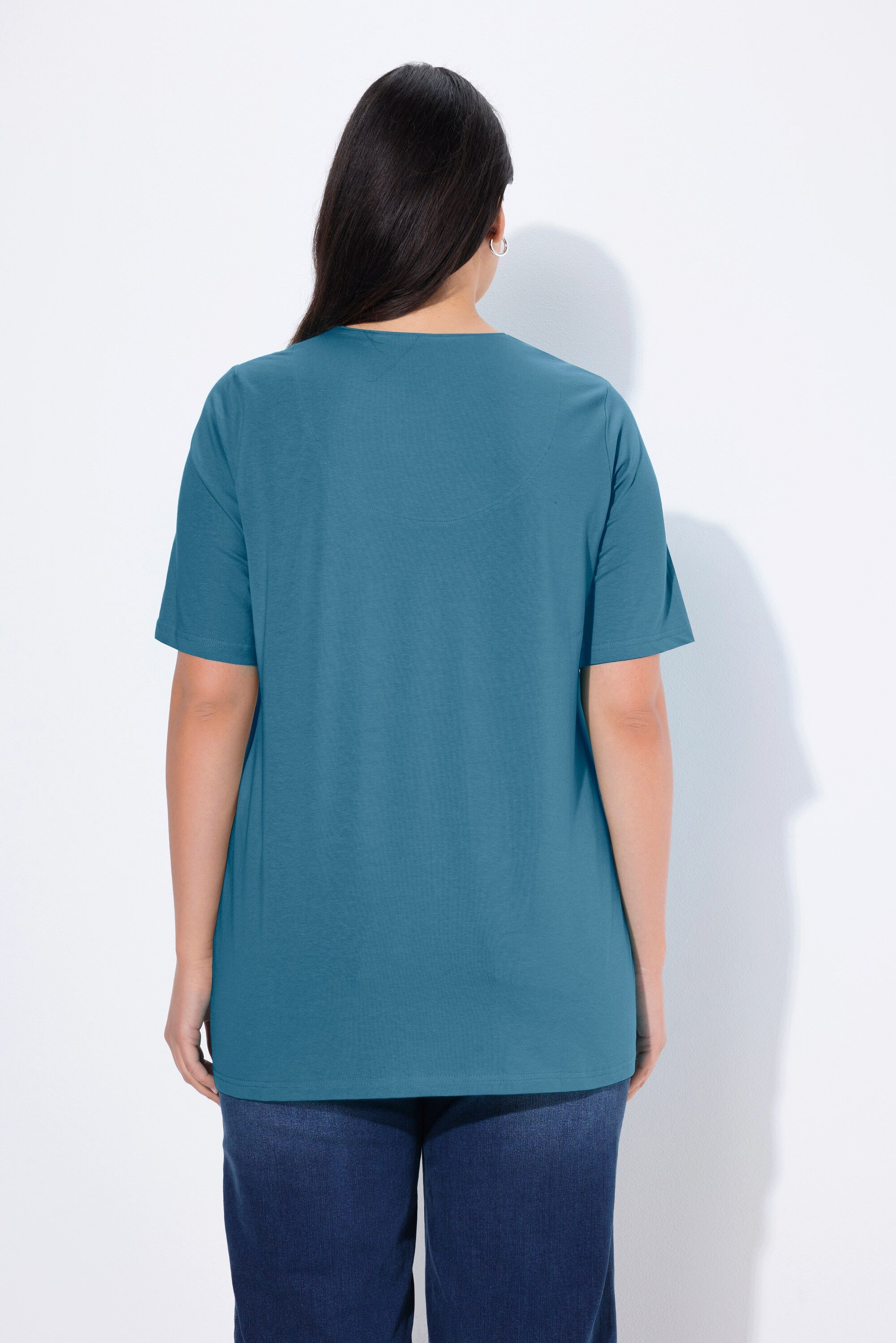 Ulla Popken T-Shirt T-Shirt A-Linie Tunika-Ausschnitt Halbarm