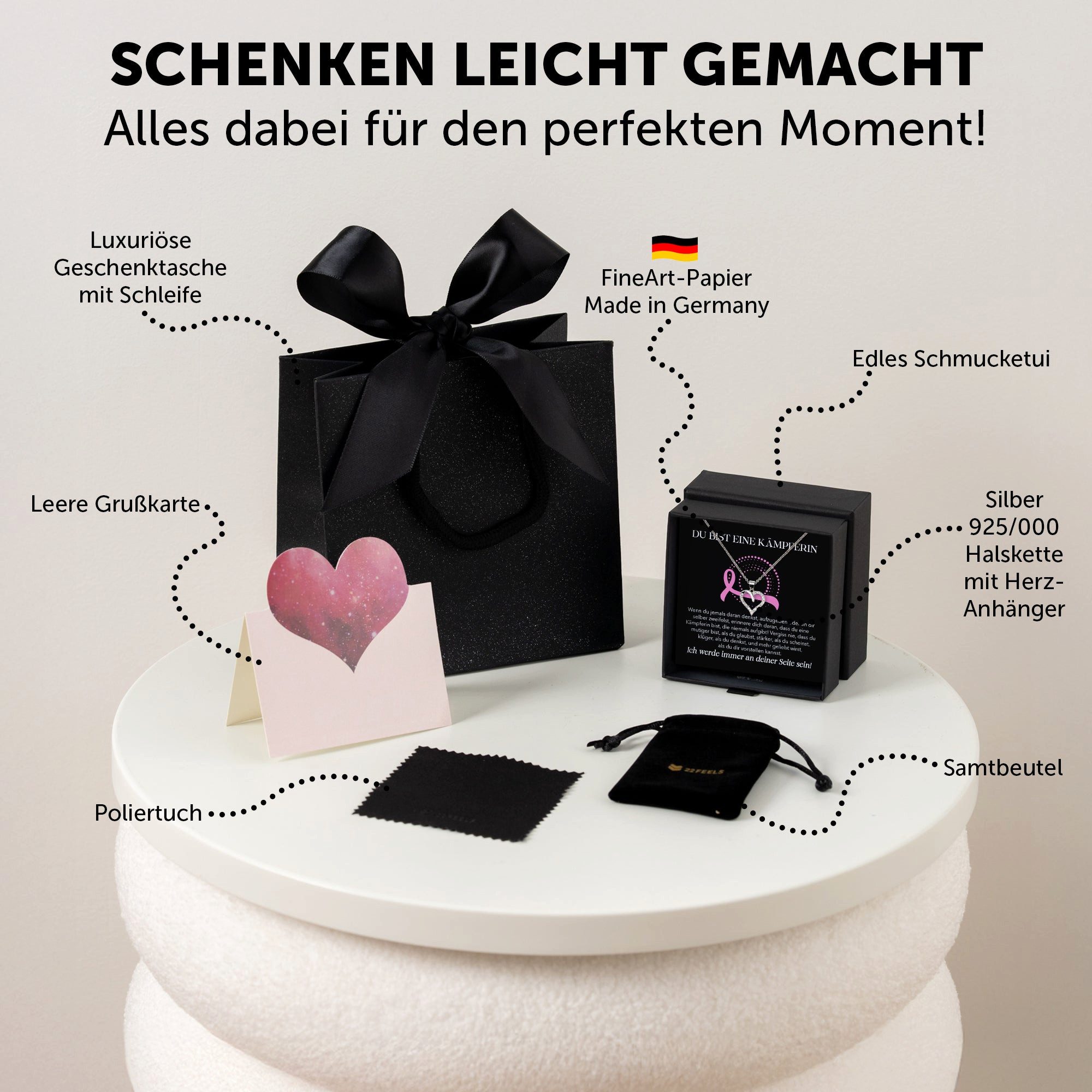 22Feels Schmuckset Brustkrebs Kämpferin Geschenk Therapie Mammakarzinom Fra günstig online kaufen