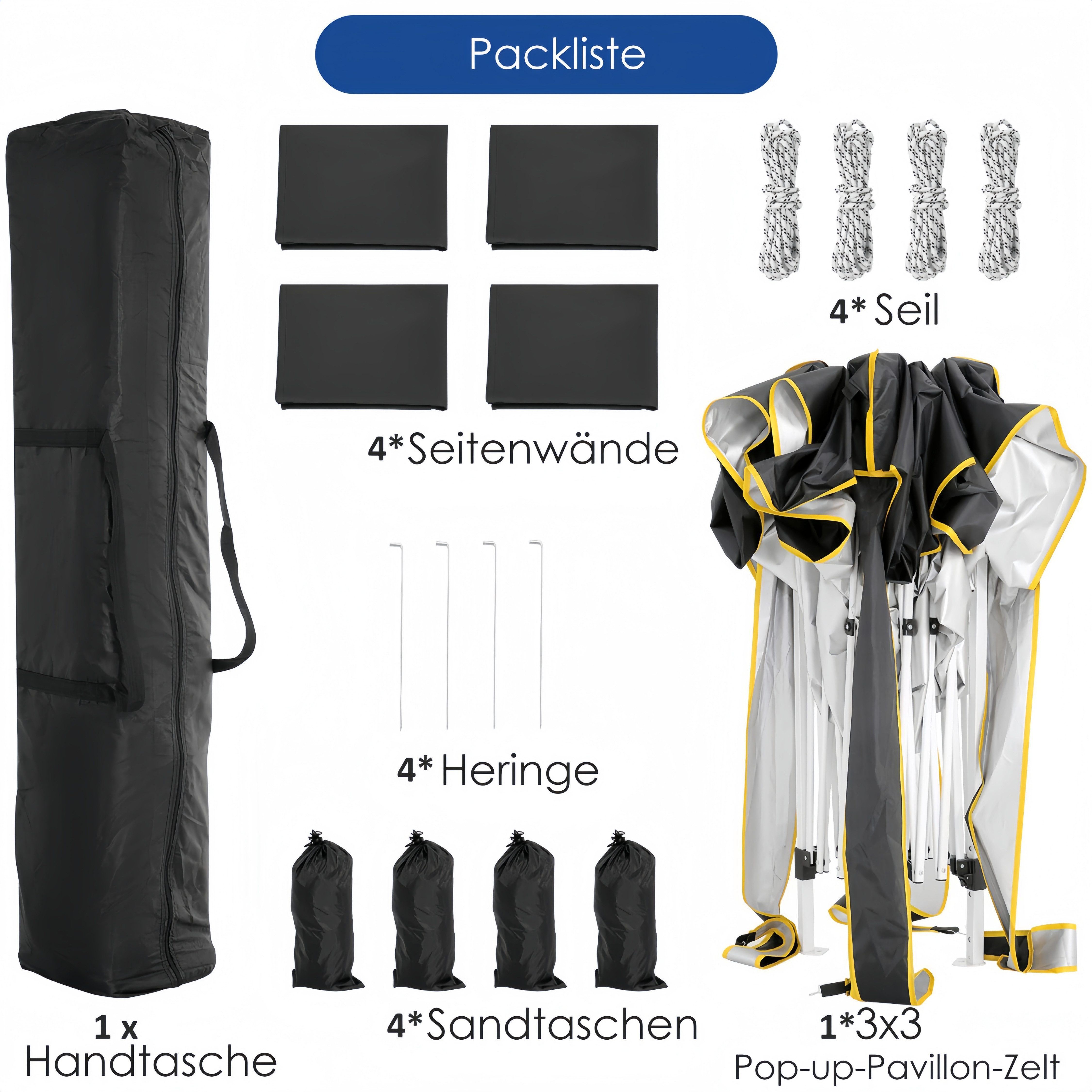 Tooluck Faltpavillon Pavillon 3x3 Wasserdicht Stabil günstig online kaufen