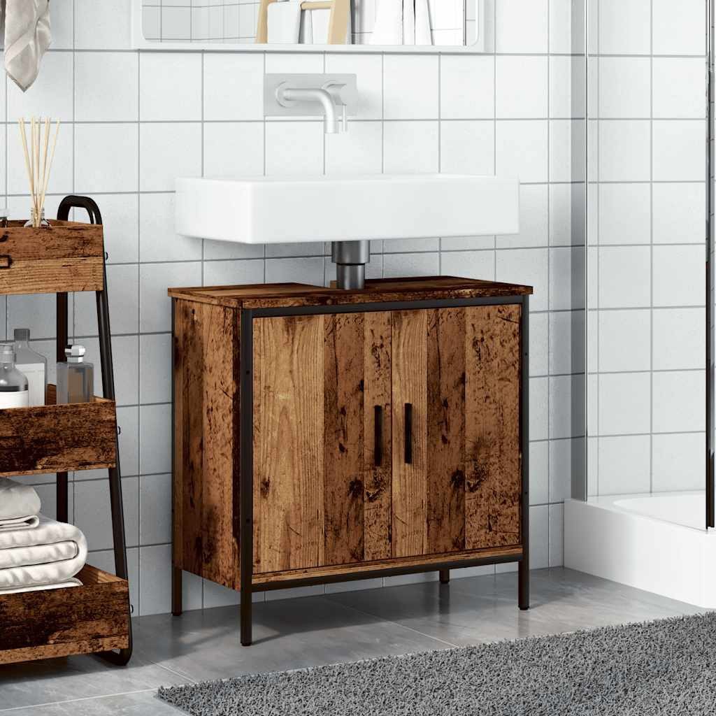 vidaXL Badezimmerspiegelschrank Waschbeckenunterschrank Altholz-Optik 60x30x60 cm Holzwerkstoff (1-St)