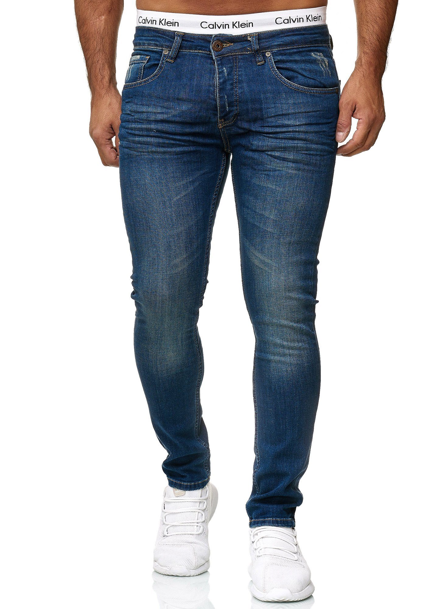 Bootcut, Casual Freizeit Straight-Jeans OneRedox Used 600JS 608 1-tlg) (Jeanshose Blue Business Heavy Designerjeans