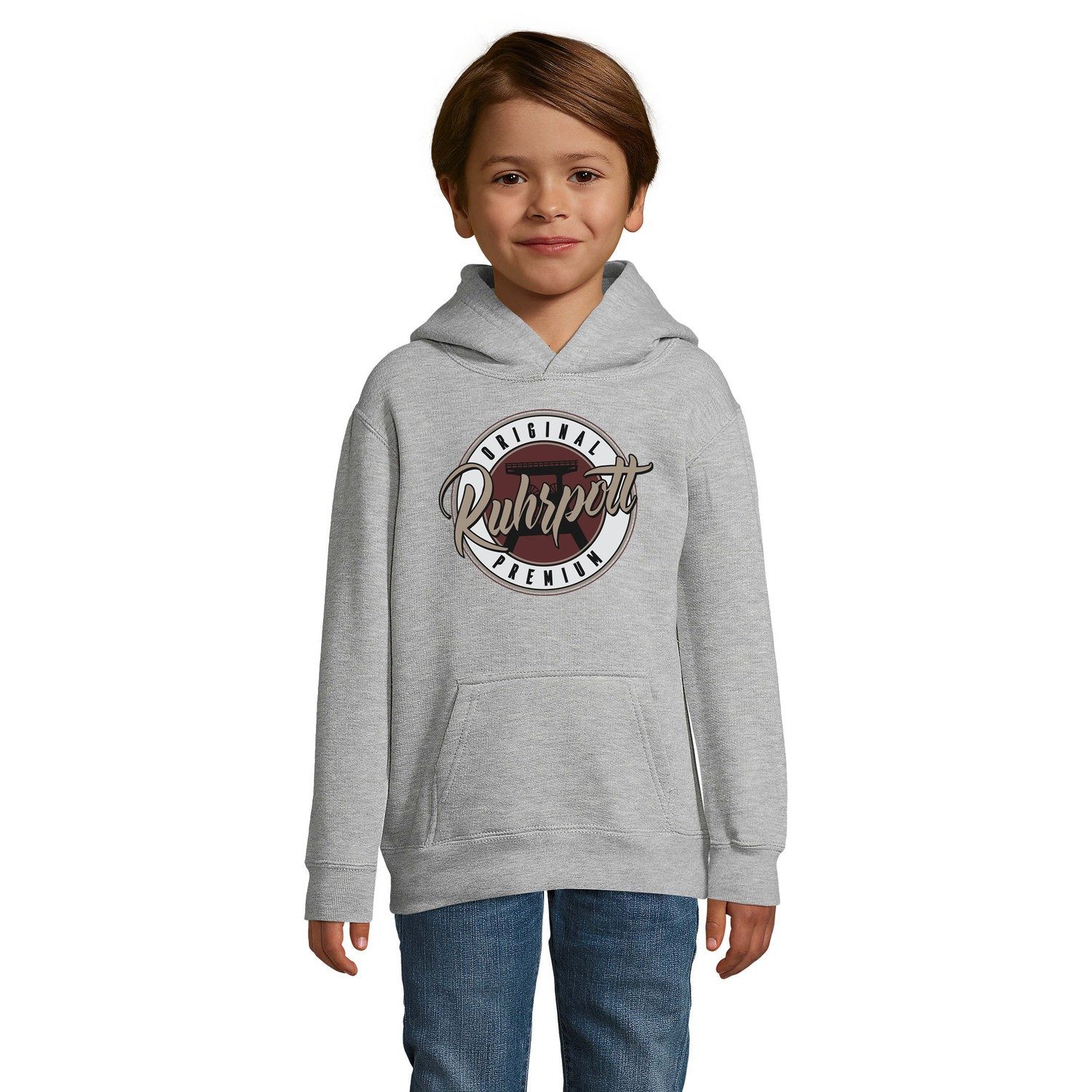 Blondie & Brownie Hoodie Ruhrpott Kinder Hoodie Förderturm Print Heimatliebe Freizeit Design (Einzelstück, Einzelartikel) Ruhrpott Kinder Hoodie Zechenliebe Premium