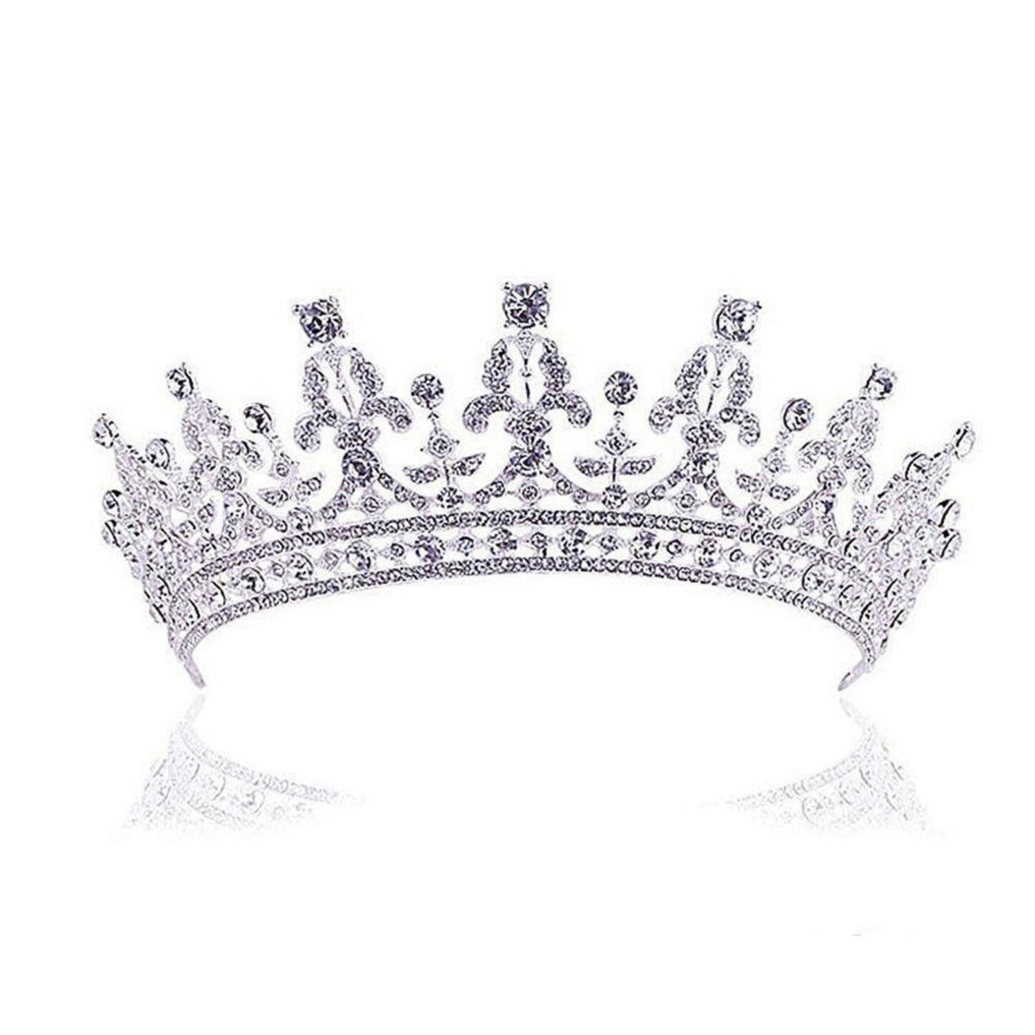 LuxusKollektion Haarreif Diadem Hochzeit Krone Tiara Strass Haarreifen für Braut in Silber