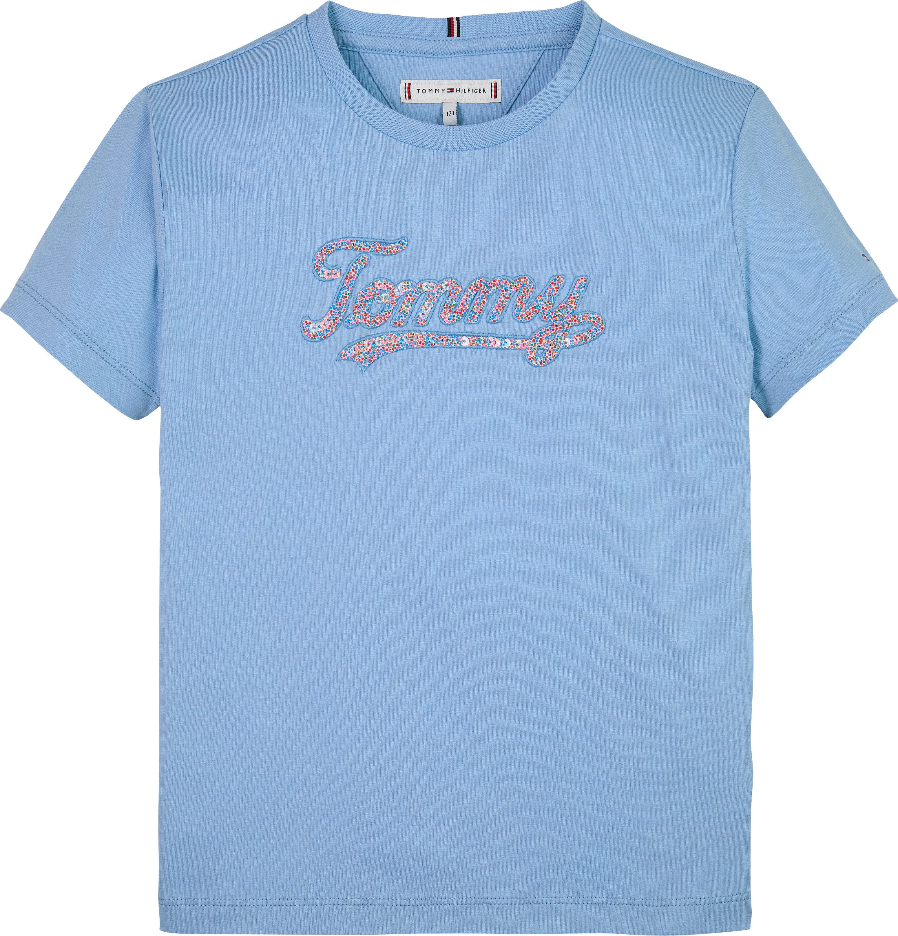 Tommy Hilfiger T-Shirt TOMMY SCRIPT SEQUINS TEE SS für Kinder bis 16 Jahre, mit Pailletten – Bild 4 von 5