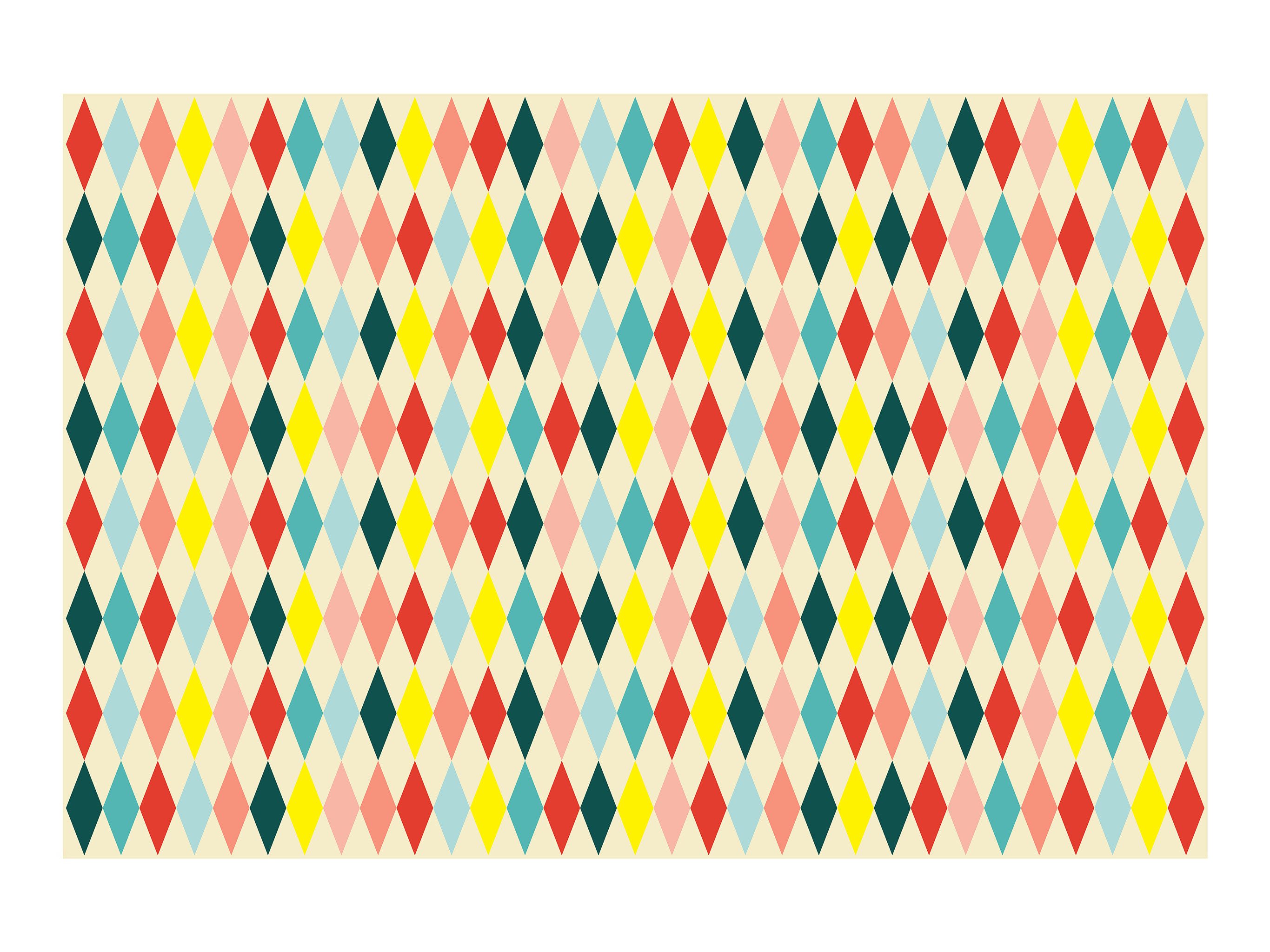 partydeco Platzset, Papiertischdecke 180x120cm mit Rautenmuster Bunt