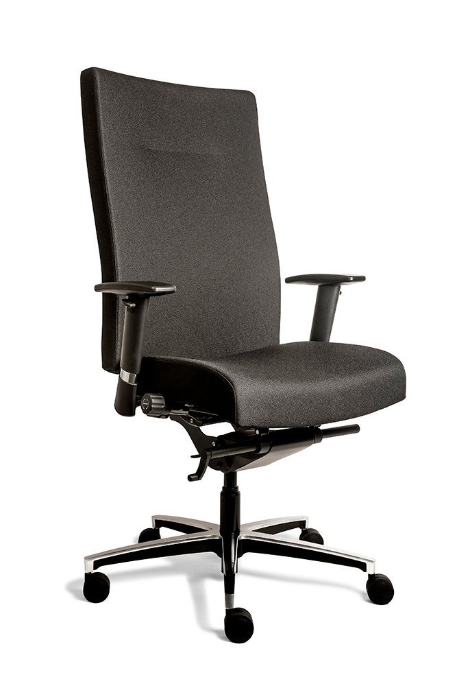 Steelboxx Drehstuhl Bürodrehstuhl XL mit Armlehnen - gepolstert - (1), Höhenverstellbare, extra komfortable, rundum gepolsterte Rückenlehne,Tiefenverstellbare Lordosenstütze