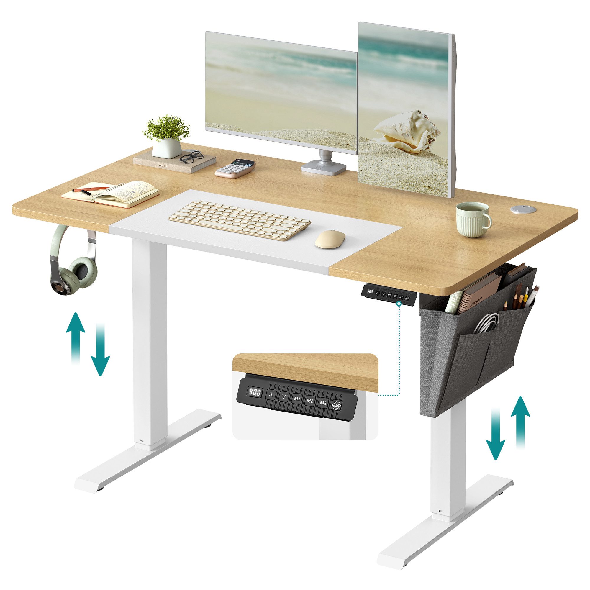 SONGMICS Schreibtisch Höhenverstellbarer elektrisch, USB-A-Anschluss (mit S günstig online kaufen