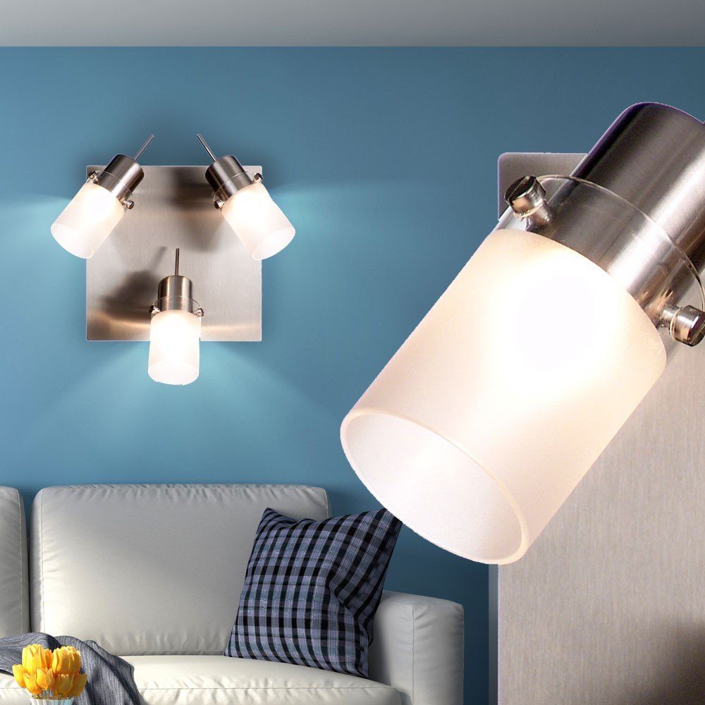etc-shop LED Wandleuchte, Decken inklusive, satiniert nicht Glas silber Lampe Leuchtmittel Schlafzimmer Wand Beleuchtung