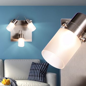 etc-shop LED Wandleuchte, Leuchtmittel nicht inklusive, Decken Wand Lampe silber Beleuchtung Schlafzimmer Glas satiniert