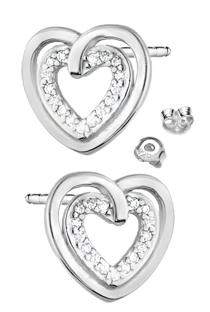 Paar Ohrstecker 925 Sterling-Silber Herz Ohrringe Geschenk für Damen Frauen Freundin