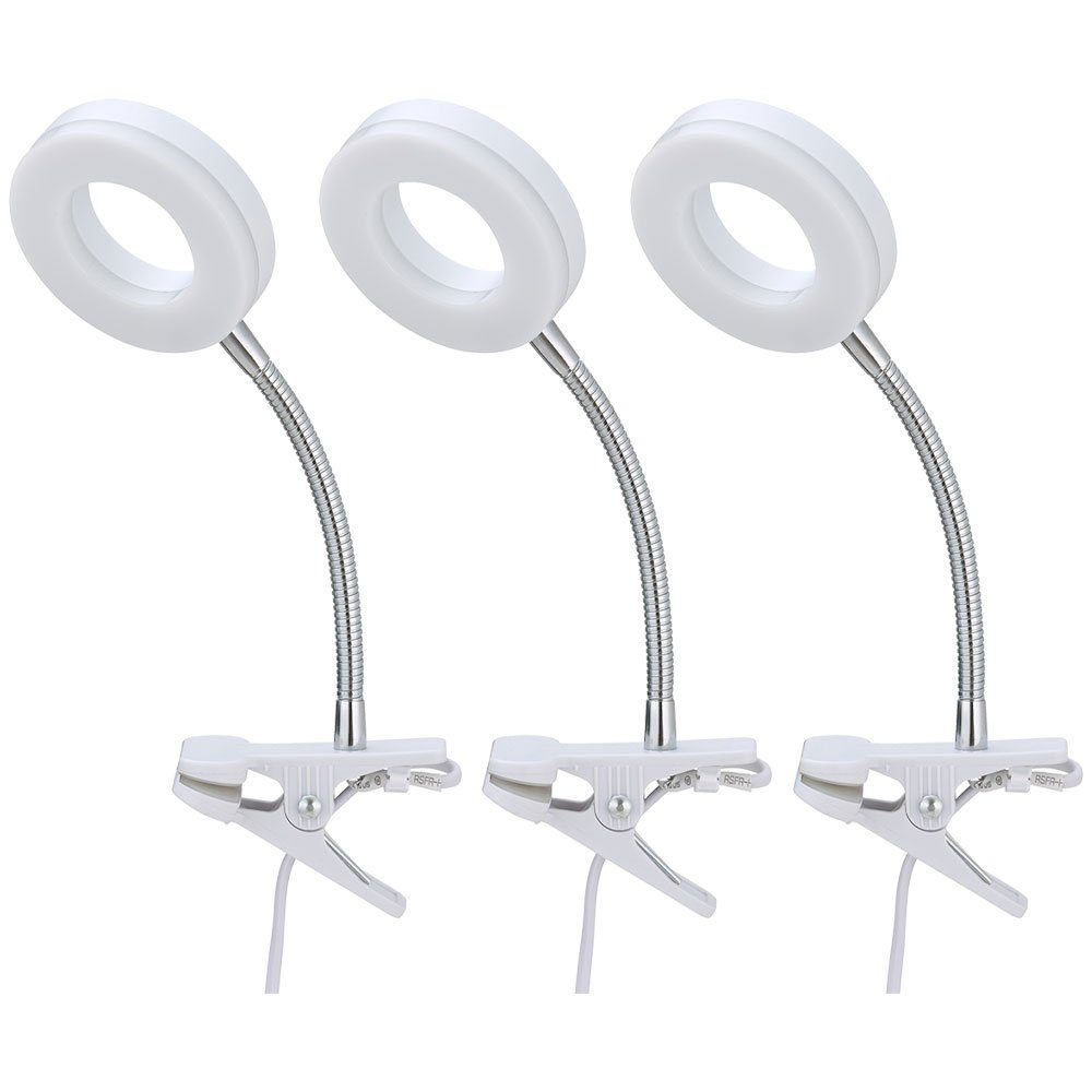 etc-shop LED Klemmleuchte, Klemmleuchte Tischleuchte Klemmlampe weiß LED-Leuchtmittel mit Warmweiß, verbaut, Wohnzimmer fest LED