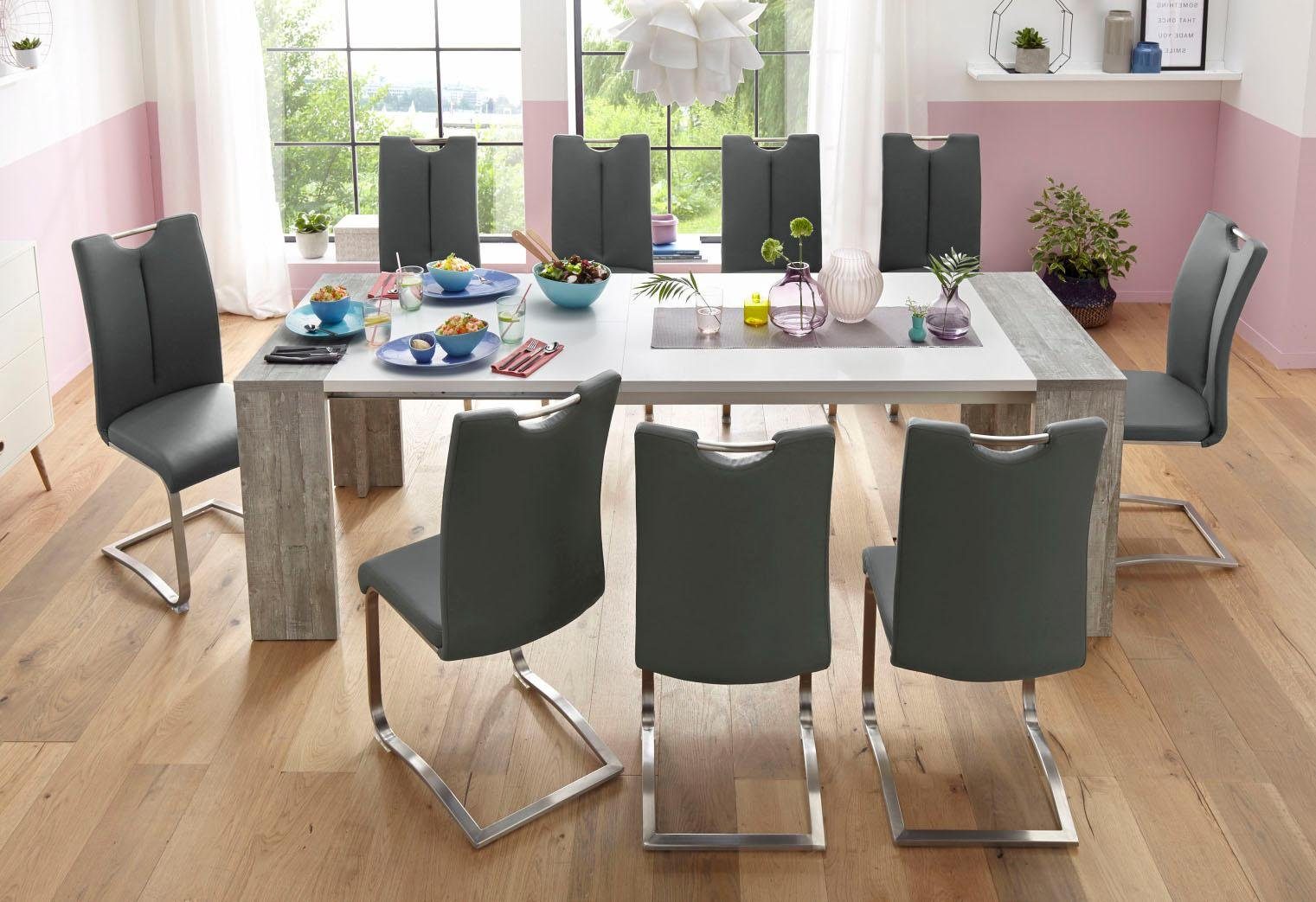 Kg Grau 140 Grau/Edelstahl MCA | bis (Set, St), belastbar furniture 2 Freischwinger Stuhl Artos